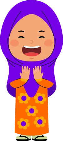 Muslim girl doing Islamic prayer  Illustration