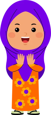 Muslim girl doing Islamic prayer  Illustration