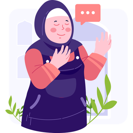 Muslim girl doing islamic prayer  Illustration