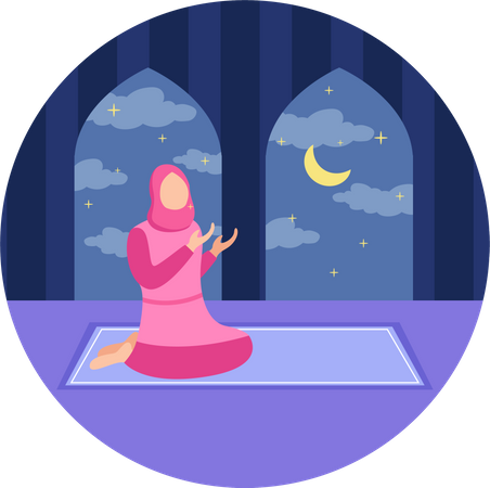 Muslim girl doing islamic praying  Illustration