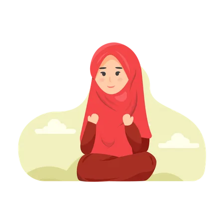 Muslim girl doing namaz  イラスト