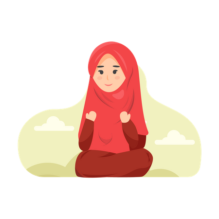 Muslim girl doing namaz  Illustration