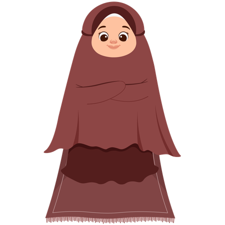 Muslim Girl Doing Prayer  Illustration