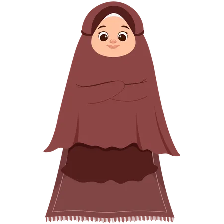 Muslim Girl Doing Prayer  Illustration