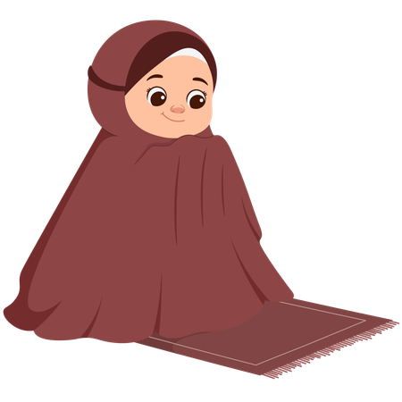 Muslim Girl Doing Praying  Illustration