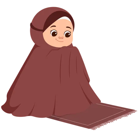 Muslim Girl Doing Praying  Illustration