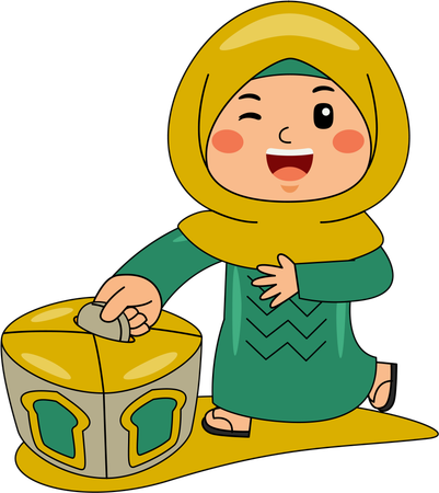 Muslim girl doing ramadan charity  Illustration