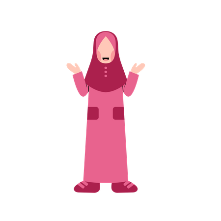 Muslim girl explaining  イラスト