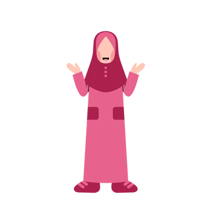 Muslim girl explaining  Illustration