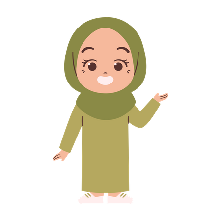 Muslim girl feel joy  Illustration