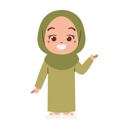 Muslim girl feel joy  Illustration