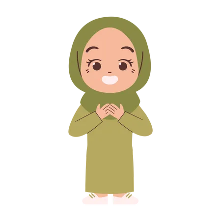 Muslim girl feeling good  Illustration