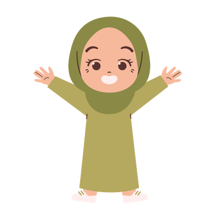 Muslim girl feeling joyful  Illustration