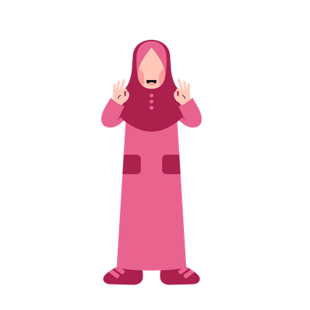 Muslim girl giving nice gesture  Illustration