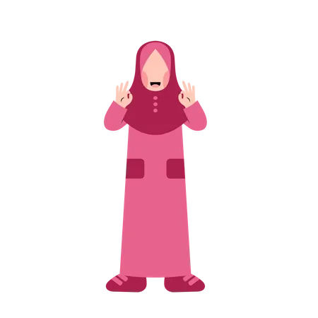 Muslim girl giving nice gesture  Illustration