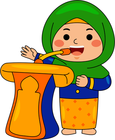 Muslim girl giving speech  Illustration