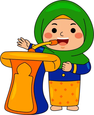 Muslim girl giving speech  Illustration