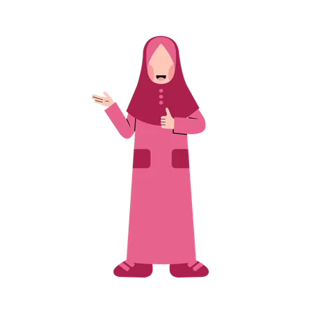 Muslim girl giving thumbs up Illustration