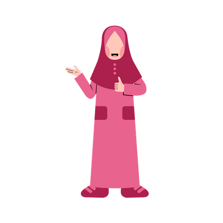Muslim girl giving thumbs up  일러스트레이션