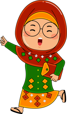 Muslim Girl Go To The Mosque  Illustration