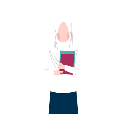 Muslim girl going to study  Illustration