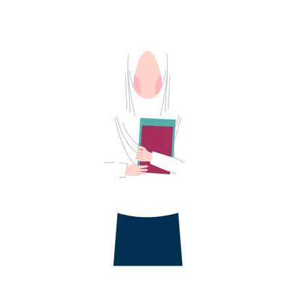 Muslim girl going to study Illustration