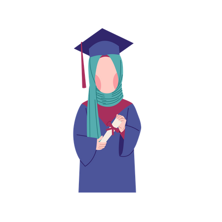 Muslim girl got graduated Illustration
