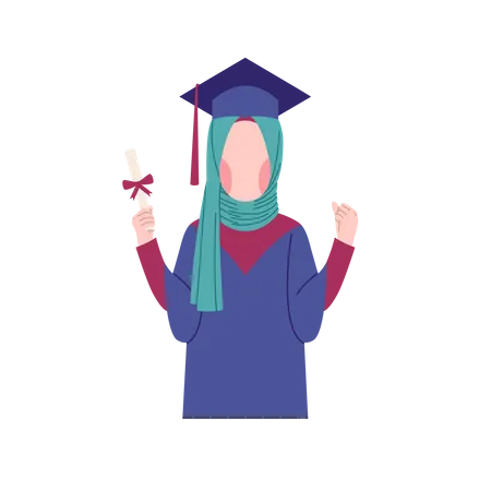 Muslim girl got graduation degree Illustration