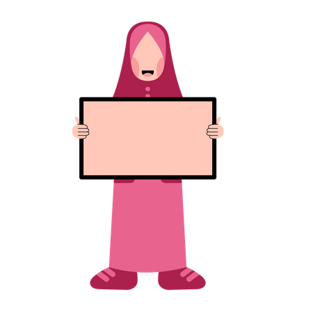 Muslim girl holding board  Illustration
