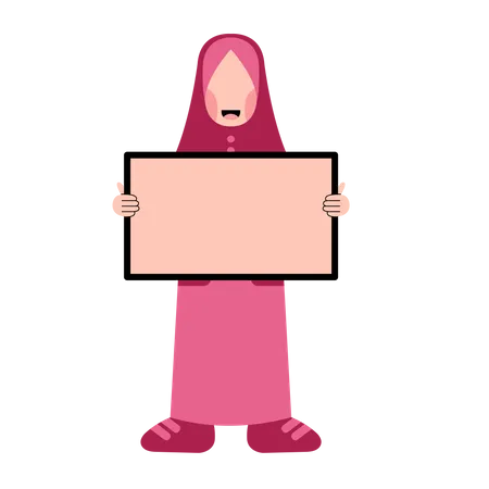 Muslim girl holding board  Illustration