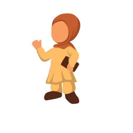 Muslim Girl Holding Book  Illustration