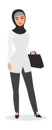 Muslim girl holding briefcase  Illustration