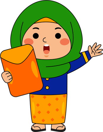 Muslim girl holding envelope  Illustration