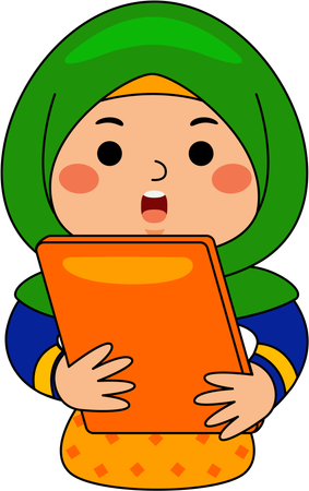 Muslim girl holding holy book  Illustration