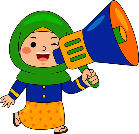 Muslim girl holding megaphone  Illustration