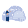 illustrations for muslim girl holding quran