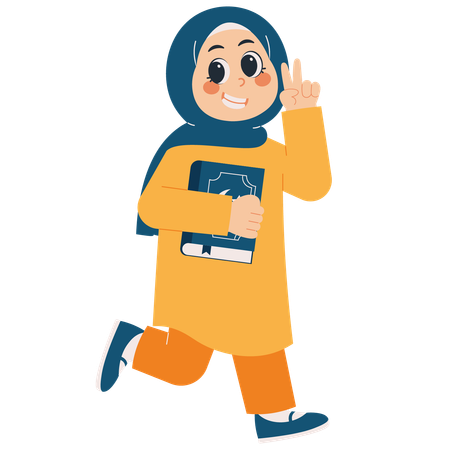 Muslim Girl Holding Quran  Illustration