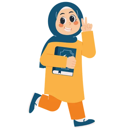 Muslim Girl Holding Quran  Illustration