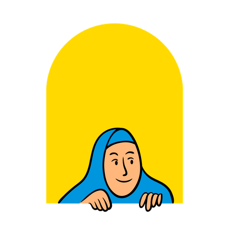 Muslim girl in window  Illustration