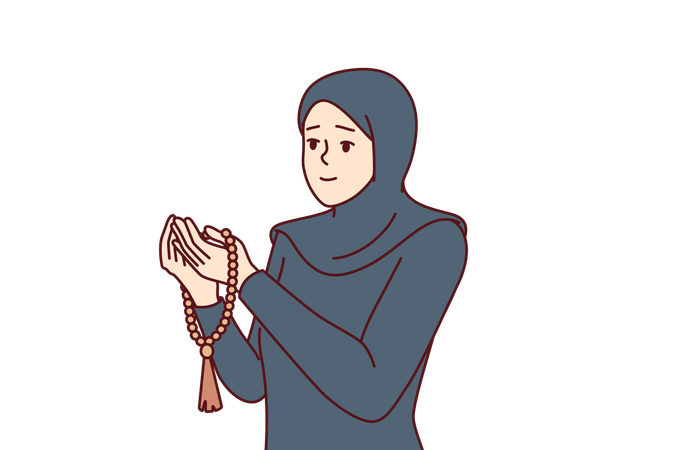 Muslim girl is praying to god  일러스트레이션