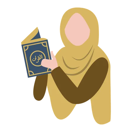 Muslim girl is reading quran  Illustration