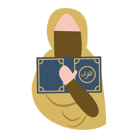 Muslim girl is reading the holy book  Illustration