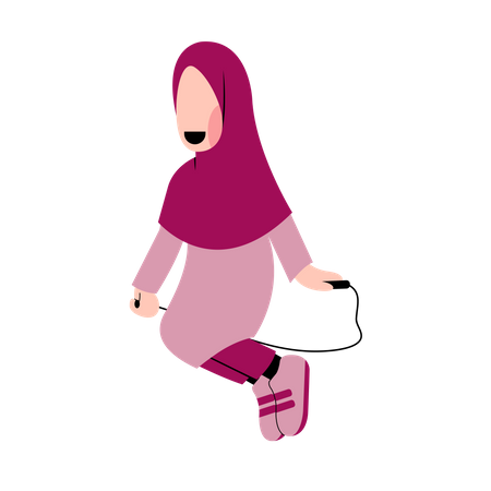 Muslim Girl jumping Illustration