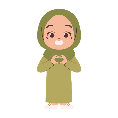 Muslim girl make love sign  Illustration