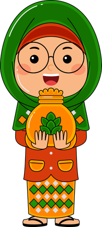 Muslim Girl Pay Zakat  Illustration