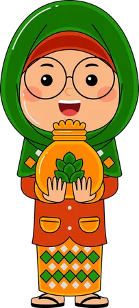 Muslim Girl Pay Zakat  Illustration