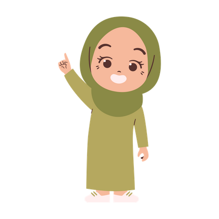 Muslim girl pointing finger  Illustration