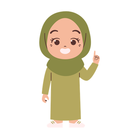 Muslim girl pointing finger  Illustration