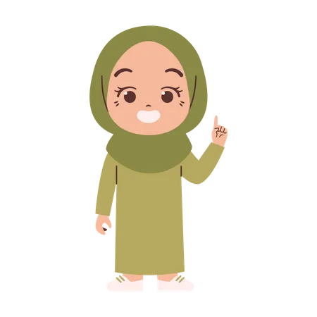 Muslim girl pointing finger  Illustration