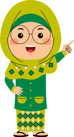 Muslim girl pointing left  Illustration